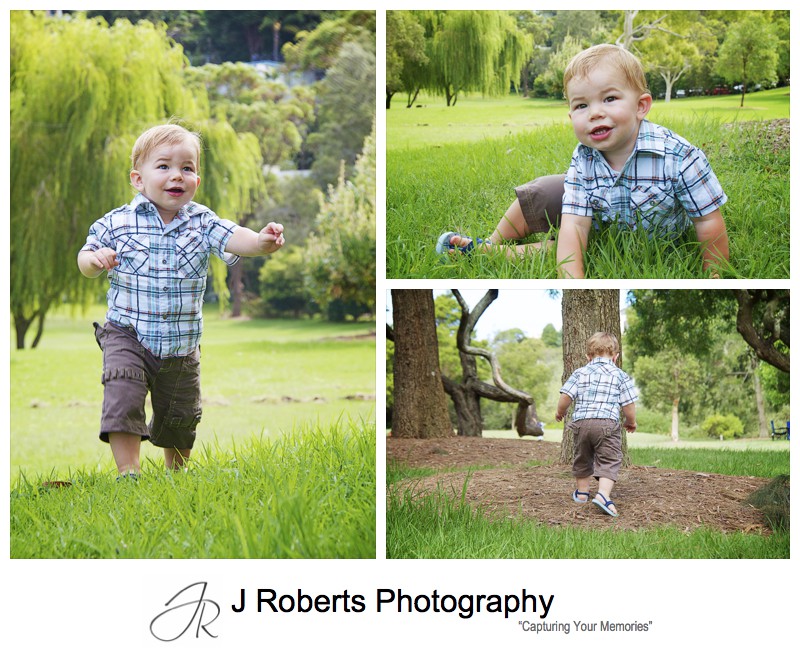 18 month old toddler playing in the park - family portrait photography sydney